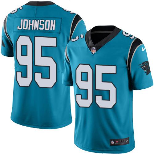 Nike Panthers #95 Charles Johnson Blue Men's Stitched NFL Limited Rush Jersey